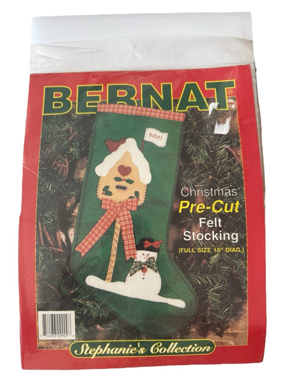 NOS Bernat Felt Stocking Kit Pre-cut 18" Sealed Christmas Birdhouse Snowman